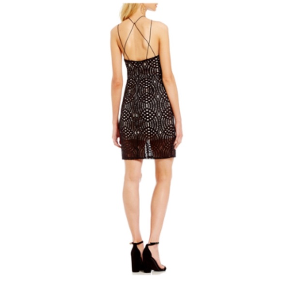 Sequin Hearts Y-Neck Lace Sheath Dress - Picture 2 of 2